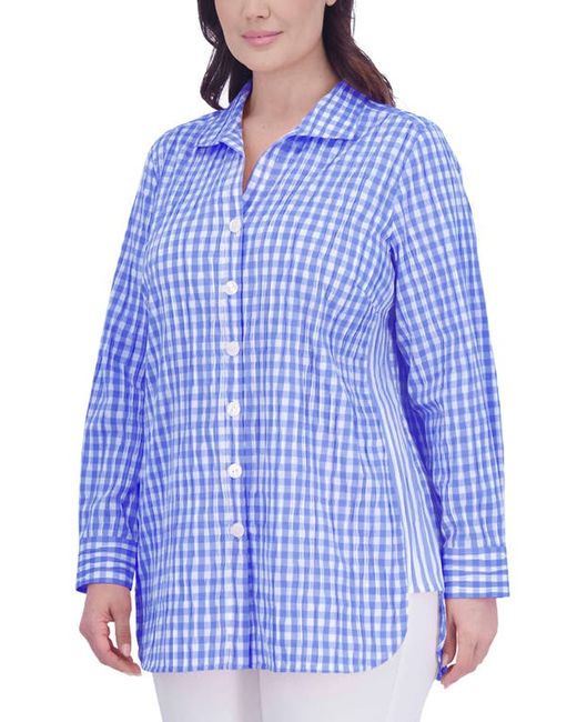 Foxcroft Pandora Gingham Cotton Blend Button-Up Shirt