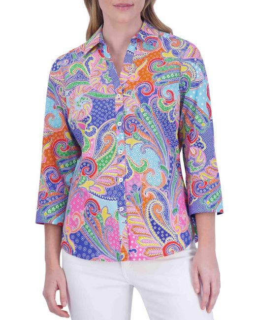 Foxcroft Mary Paisley Button-Up Shirt