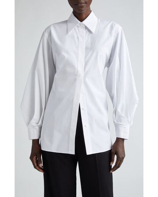 Lafayette 148 New York Oversize Tie Back Cotton Poplin Button-Up Shirt