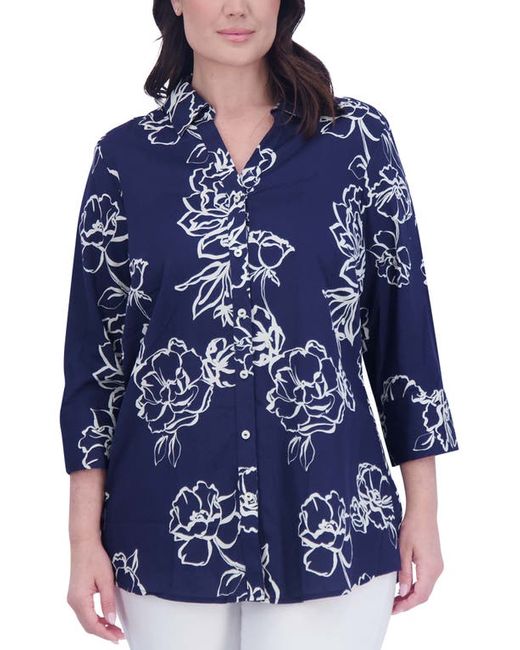 Foxcroft Mary Floral Cotton Sateen Button-Up Shirt