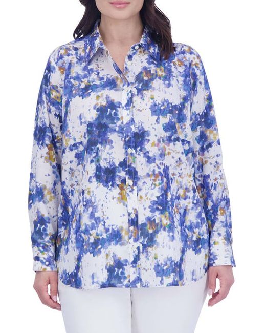 Foxcroft Meghan Abstract Floral Cotton Button-Up Shirt