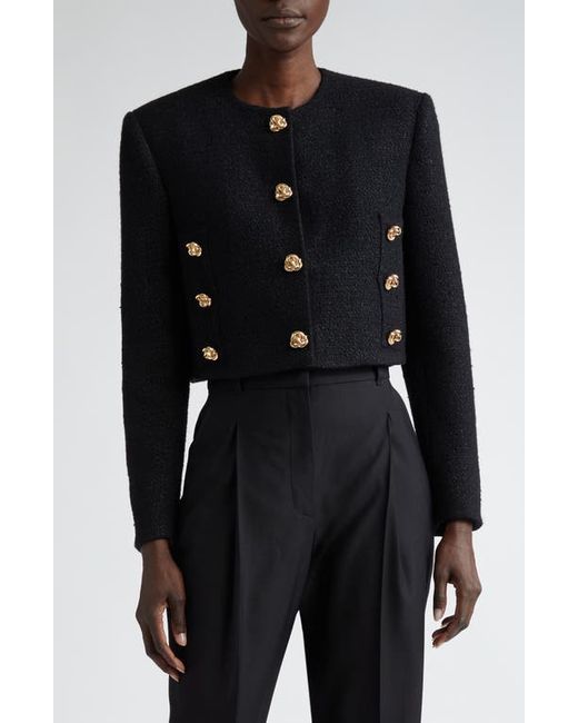 Alexander McQueen Knot Button Crop Tweed Jacket