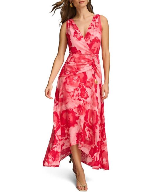 Donna Karan Floral Wrap Front Midi Dress