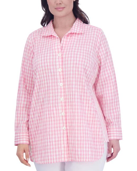 Foxcroft Pandora Gingham Cotton Blend Button-Up Shirt