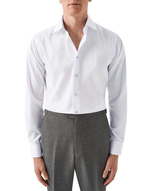 Eton Signature Slim Fit Solid Organic Cotton Twill Dress Shirt