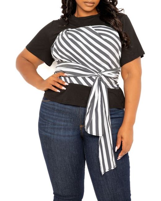 Buxom Couture Stripe Tie Front Layered Top