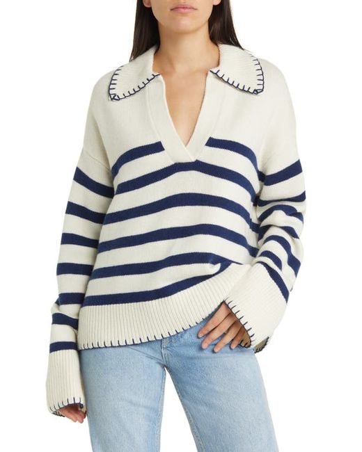 Rails Stripe Wool Cashmere Polo Sweater