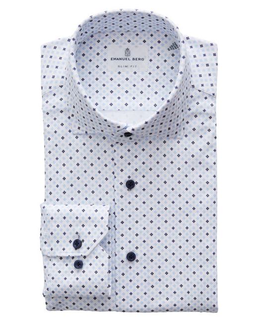 Emanuel Berg 4Flex Slim Fit Floral Medallion Knit Button-Up Shirt
