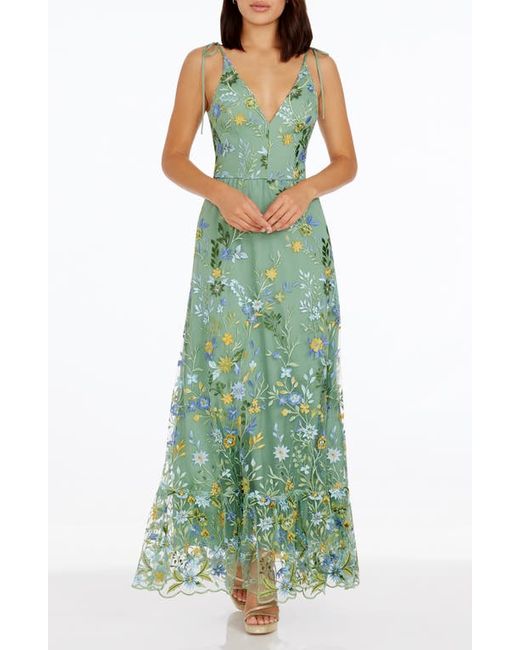 Dress the population Sunny Embroidered Floral A-Line Gown