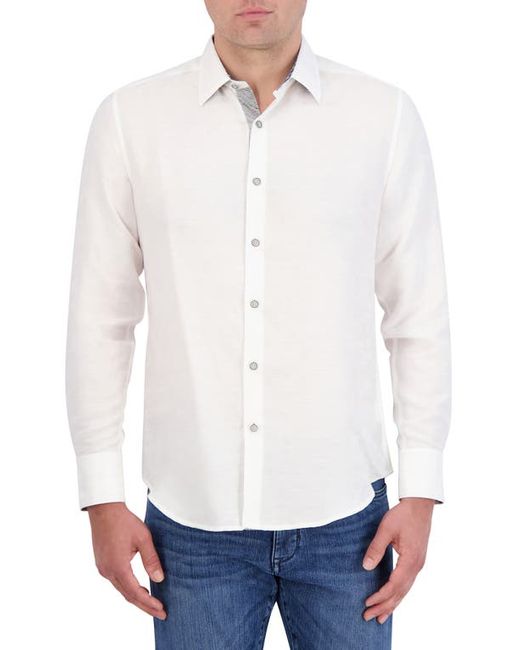 Robert Graham Poseidon Linen Cotton Jacquard Button-Up Shirt