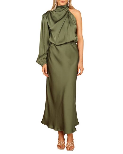 Petal & Pup Amelie Cutout Single Long Sleeve Satin Maxi Dress