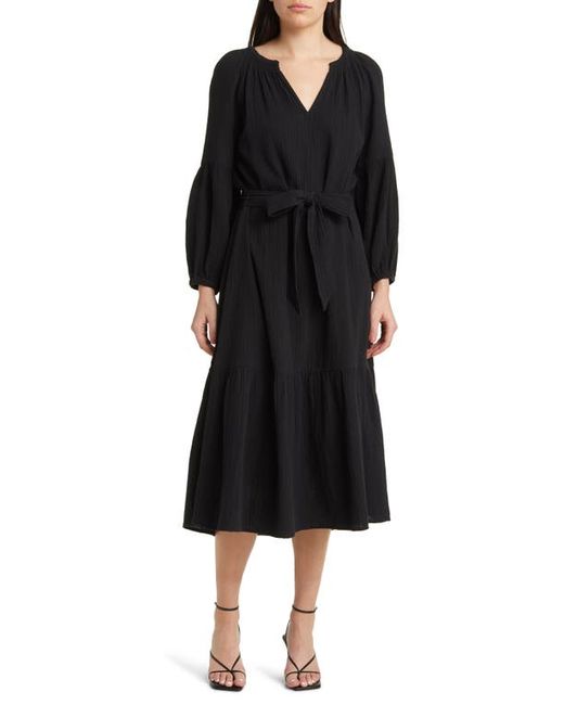 Rails Vittoria Long Sleeve Double Organic Cotton Gauze Midi Dress