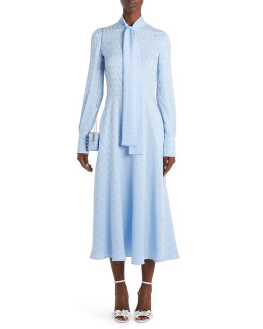 Valentino Garavani VLOGO Toile Iconographe Long Sleeve Silk Midi Dress