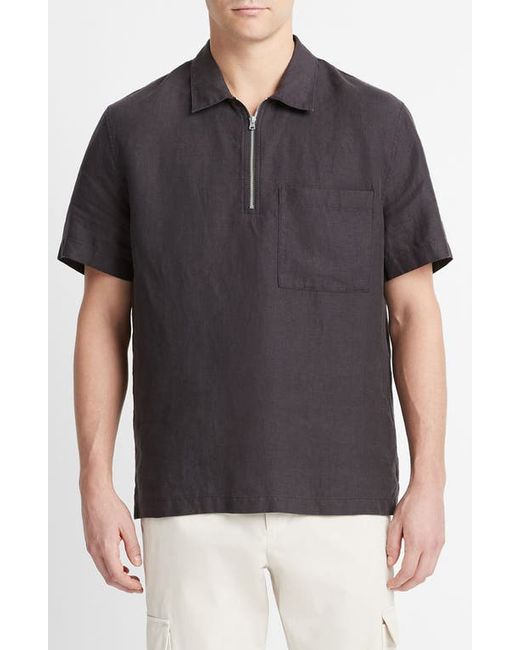 Vince Quarter Zip Short Sleeve Shirt
