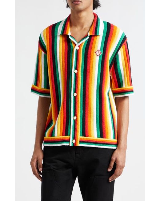 Casablanca Stripe Terry Cloth Camp Shirt