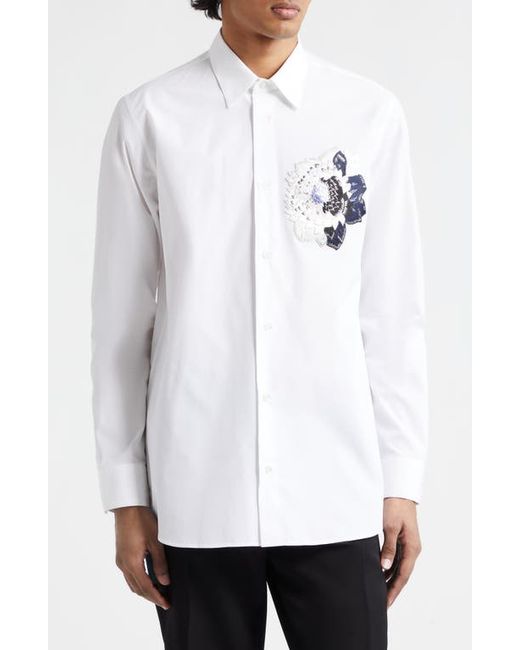 Alexander McQueen Dutch Flower Embroidered Cotton Poplin Button-Up Shirt
