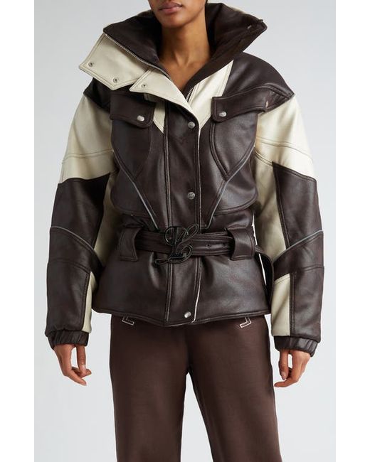 Luar Belted Tech Faux Leather Puffer Jacket