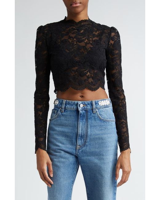 Rabanne Long Sleeve Stretch Lace Crop Top