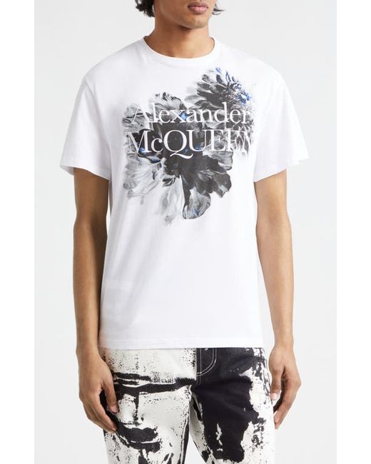 Alexander McQueen Dutch Flower Logo Graphic T-Shirt Black