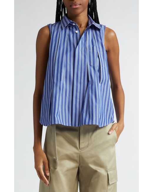 Sacai Sleeveless Cotton Poplin Button-Up Shirt