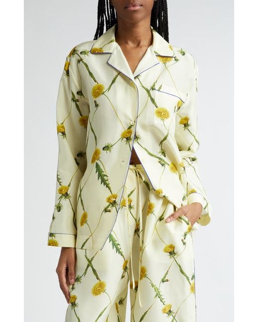Burberry Dandelion Lattice Print Silk Pajama Shirt