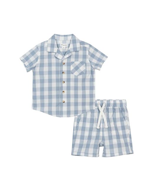 Miles The Label Short Sleeve Gingham Button-Up Shirt Shorts Set