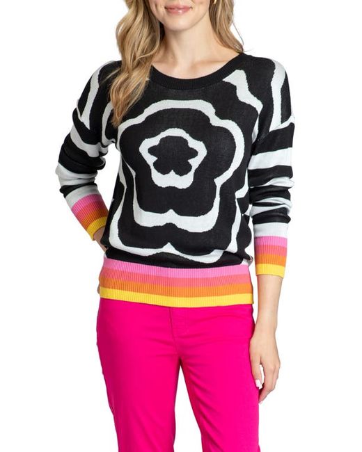 Apny Floral Stripe Pullover Sweater