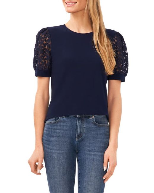 Cece Lace Puff Sleeve Knit Top