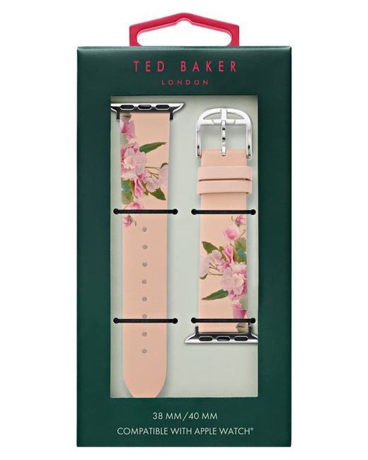 Ted Baker London Floral Print Leather Apple Watch Watchband