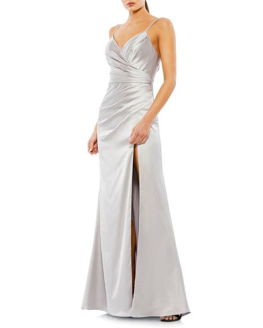 Mac Duggal Ruched Satin A-Line Gown