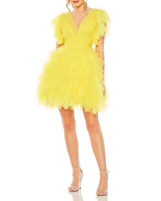 Mac Duggal Tiered Ruffle Tulle Cocktail Minidress