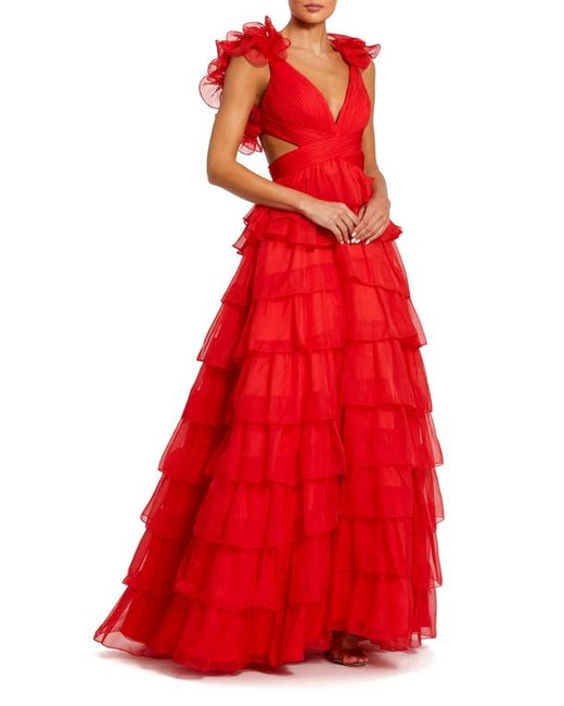 Mac Duggal Tiered Ruffle Tulle Gown