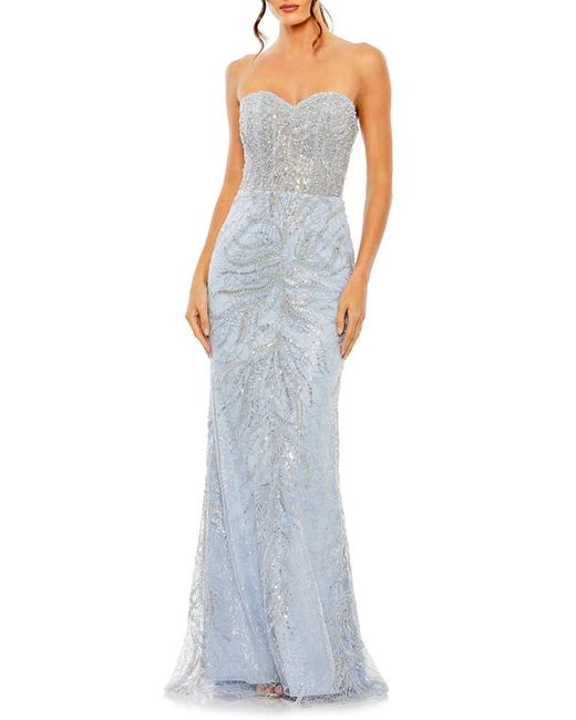 Mac Duggal Strapless Embellished Sequin Column Gown