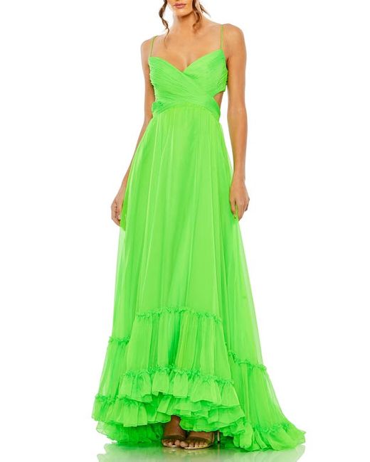 Mac Duggal Ruched Sleeveless Tiered Gown