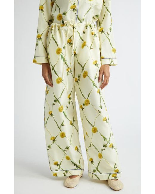 Burberry Dandelion Print Silk Pajama Pants