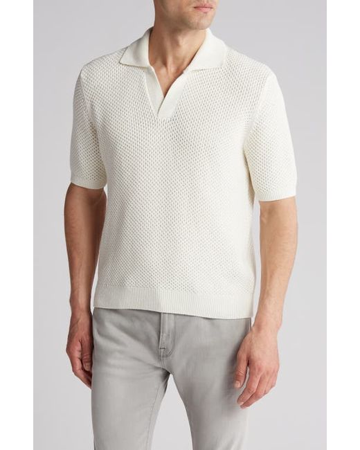 Frame Open Knit Cotton Silk Polo Sweater