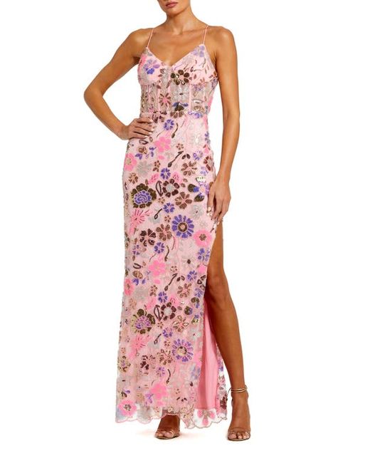 Mac Duggal Floral Sequin Gown