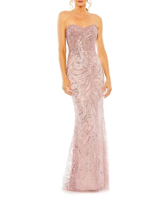 Mac Duggal Strapless Embellished Sequin Column Gown