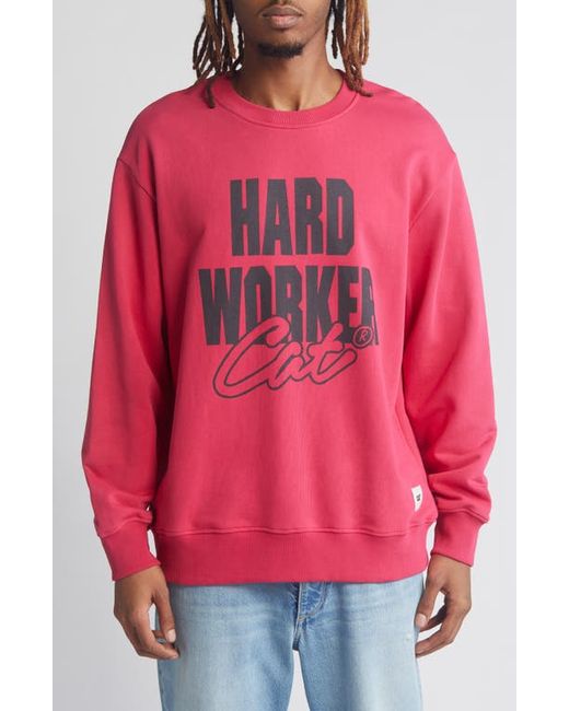 Cat Wwr Worker Graphic Sweatshirt Biscotti/Raspberry Wine