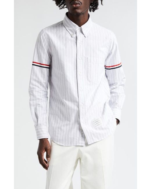 Thom Browne Stripe Straight Fit Button-Down Shirt