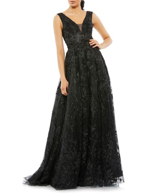 Mac Duggal Illusion Embroidered Sequin Sleeveless Gown