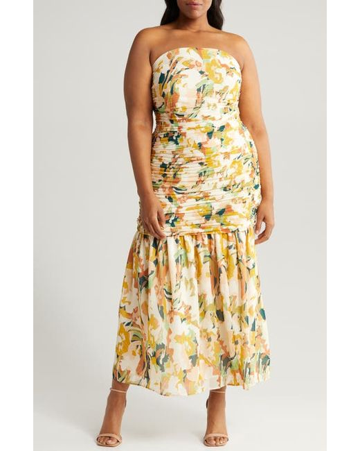 Chelsea28 Floral Print Ruched Maxi Dress