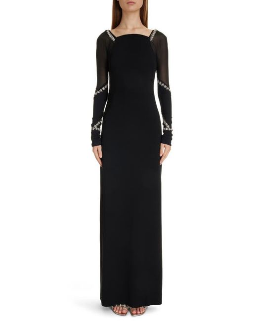 Givenchy Crystal Embellished Long Sleeve Crepe Gown