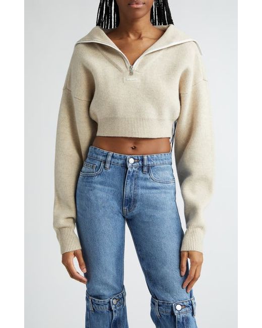 Coperni Half Zip Boxy Wool Crop Sweater