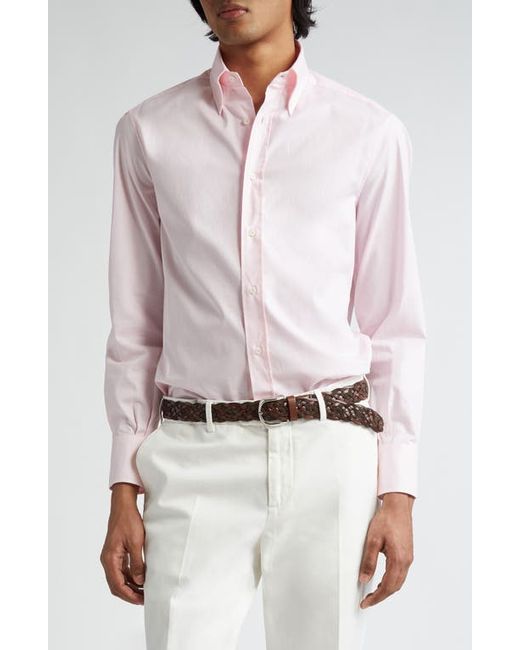 Brunello Cucinelli Classic Fit Cotton Twill Button-Down Shirt