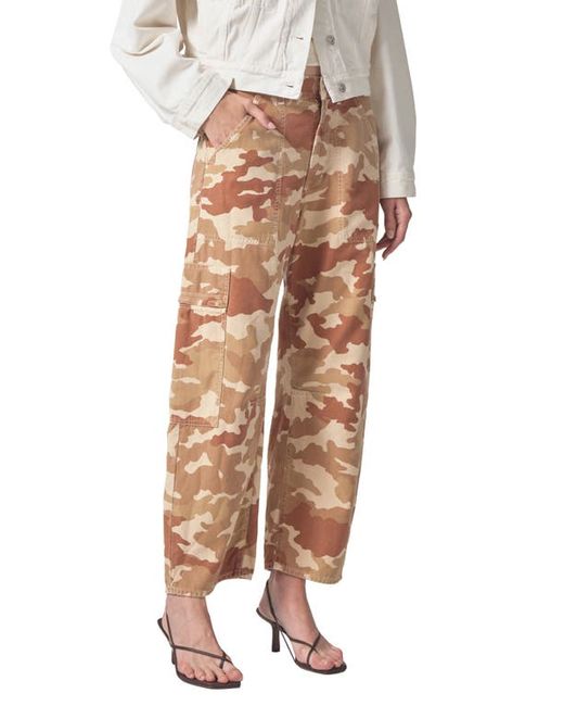 Citizens of Humanity Marcelle Camo Print Low Rise Barrel Cargo Jeans