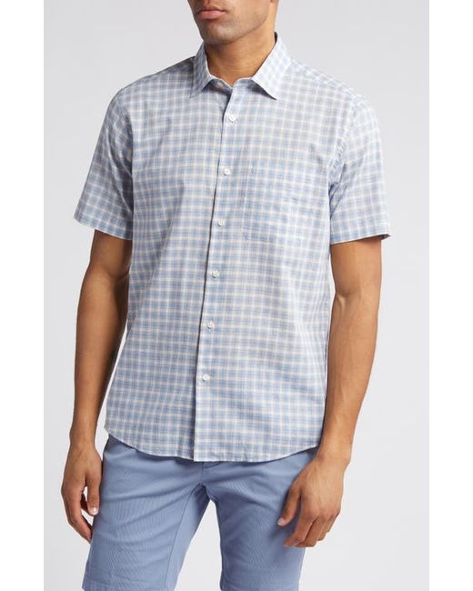 Scott Barber Check Short Sleeve Cotton Chambray Button-Up Shirt