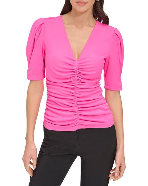 Dkny Ruched Puff Shoulder Top