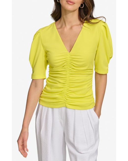 Dkny Ruched Puff Shoulder Top