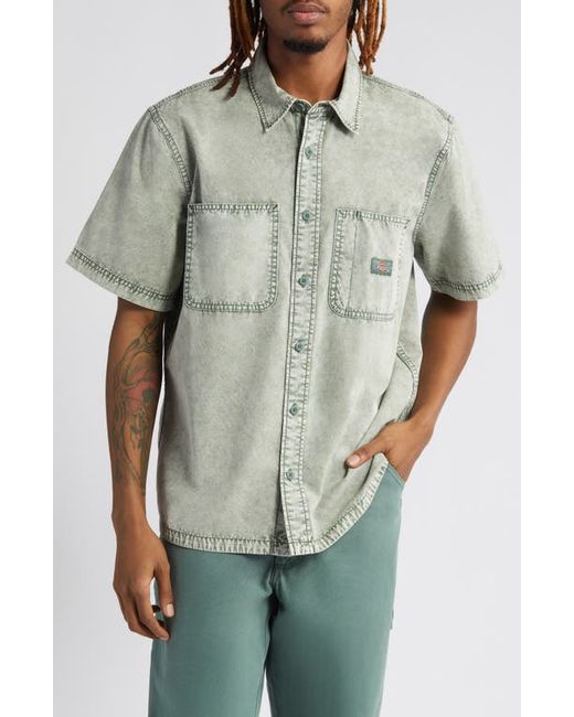 Dickies Newington Acid Wash Short Sleeve Cotton Button-Up Shirt